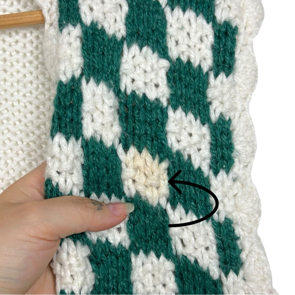 Hand Knit Patchwork Cottagecore Knit Button Down … - image 7